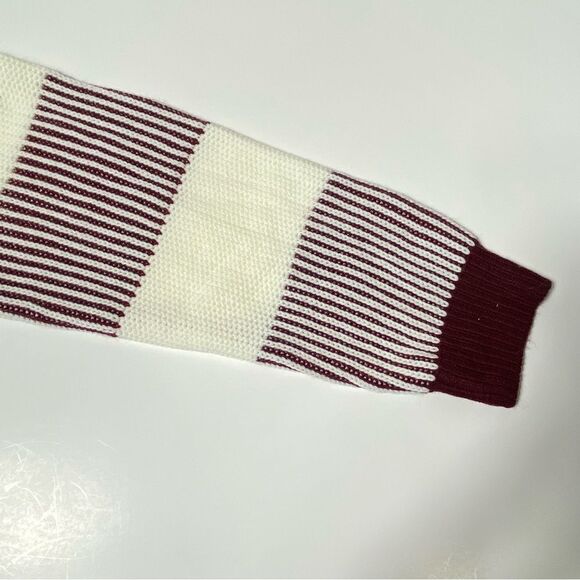 NWT Cupshe Striped Burgundy & White Knit Sweater Tunic / Dress Women's Size M - Picture 3 of 16